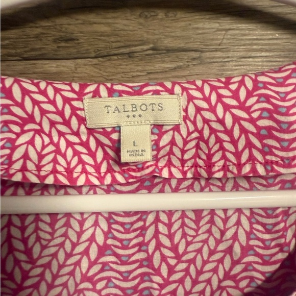 Talbots Pink Blouse with Blue Trim - Picture 6 of 7